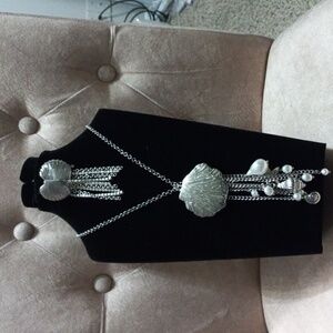 INC International Concepts Silver and Pearl Necklace Set